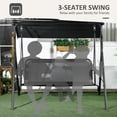 thumbnail image 6 of 3-Seat Black Outdoor Patio Swing Chair with Cushion Adjustable Tilt Canopy & Steel A-Frame Stand for Patio Garden, 6 of 10
