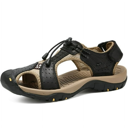 

Men s Vintage Leather Fisherman Sandals - Outdoor Closed Toe Sandal Shoes for Beach Hiking Fishing