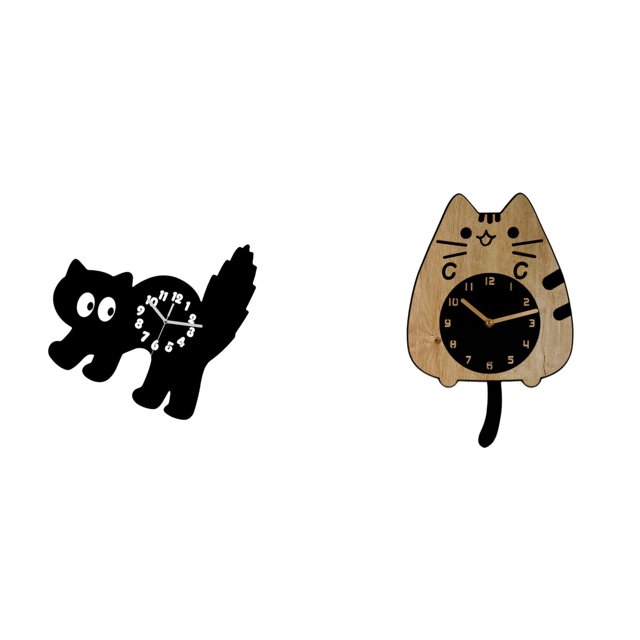 Reloj de pared,Reloj de pared decorativo para baño o dormitorio,Reloj de pared,Reloj de pared decorativo con forma de gato para sala de estar silenciosa,Reloj de pared de madera,decoración