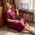 thumbnail image 4 of Agnes Orinda Women's Plus Size Nightgowns Crew Neck Short Sleeves Sleep Dress Cats Print Pajamas Lounge Home with Pocket 2X Burgundy, 4 of 9