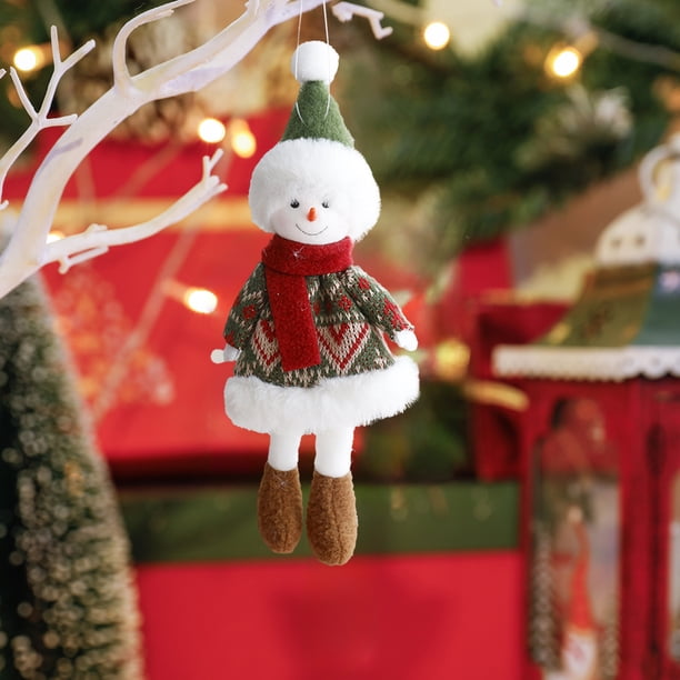 Christmas Decorative Fabric Dolls Small Figurines Pendants Reindeer Santa Claus Snowmen Christmas Tree Decorations
