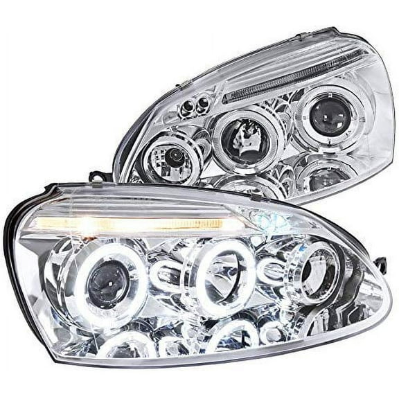 Halo Projector Headlight In Chrome Housing Clear Lens Made For And Compatible With 2006 - 2010 Volkswagen VW Golf Rabbit GTI Jetta 06 07 08 09 10