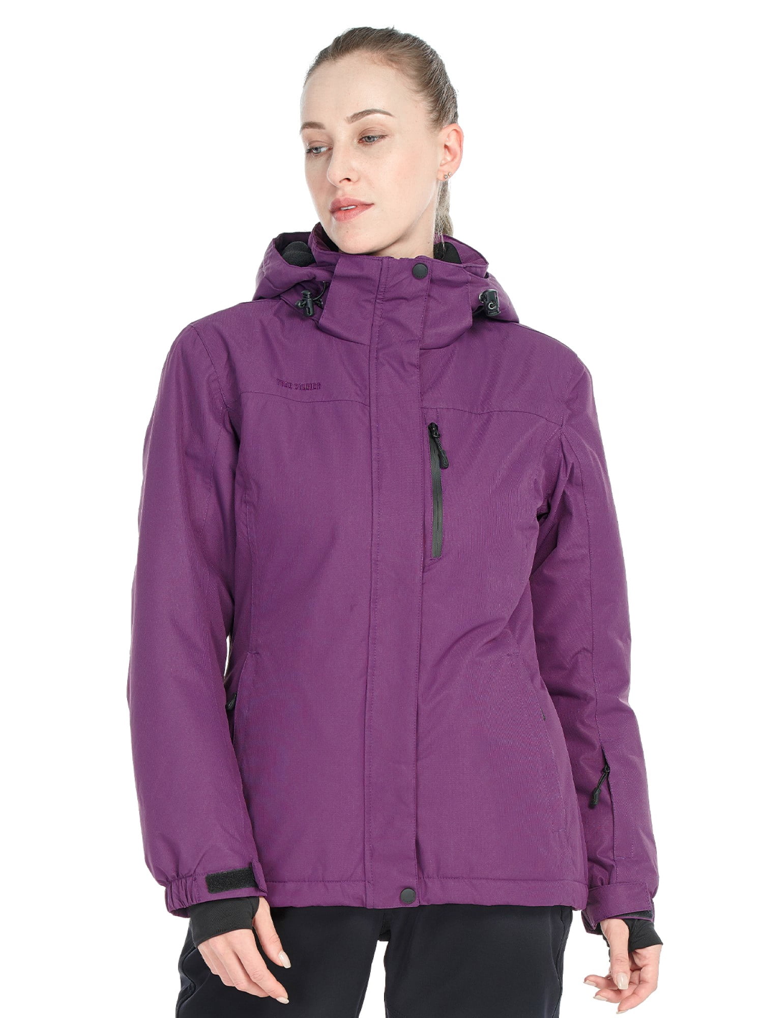 FREE SOLDIER Women's Waterproof Ski Jacket Fleece Warm Winter Rain Jacket Purple S - Walmart.com
