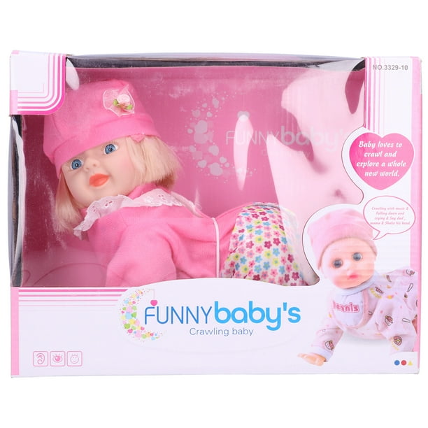 Muñeca de bebé realista, linda, eléctrica, inteligente, que ríe y gatea, juguete de simulación para niños, 11,5 pulgadas de largo, niña