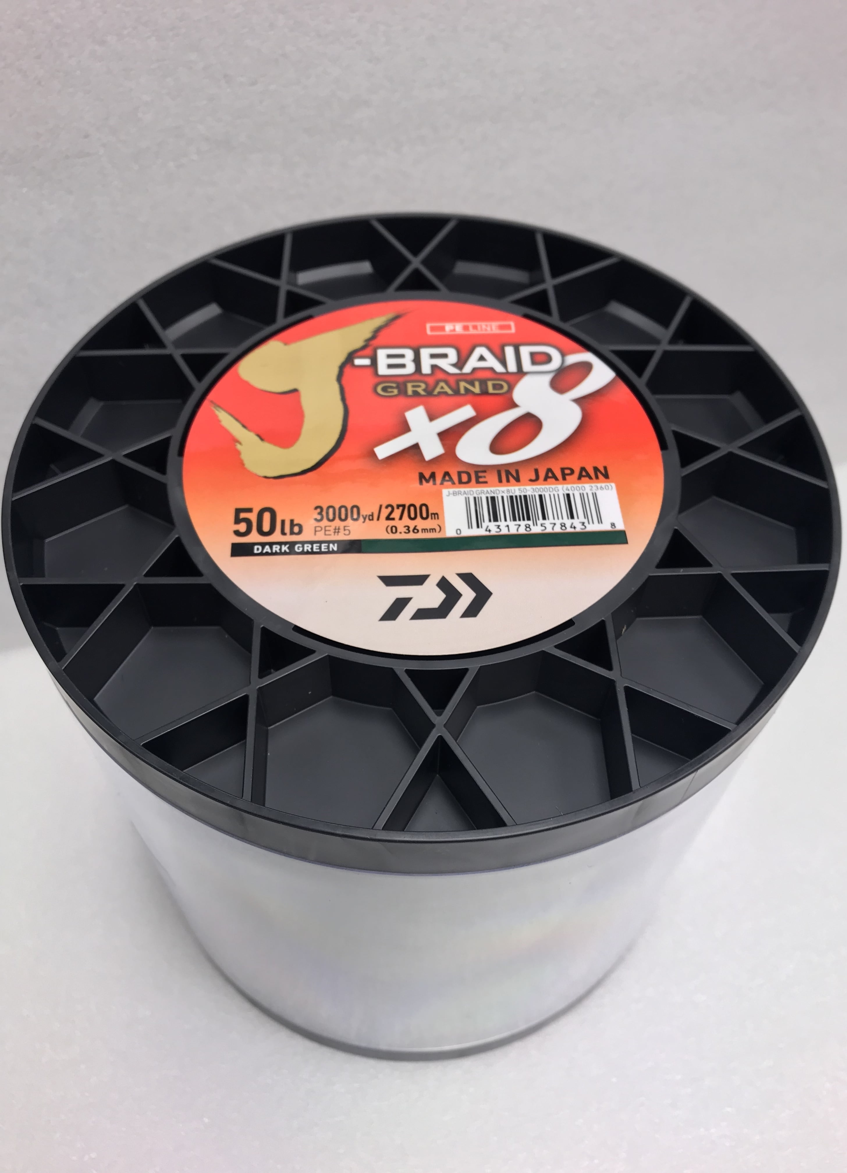Daiwa J-Braid x8 GRAND Braided Line DARK GREEN 50lb, 3000yd - JBGD8U50
