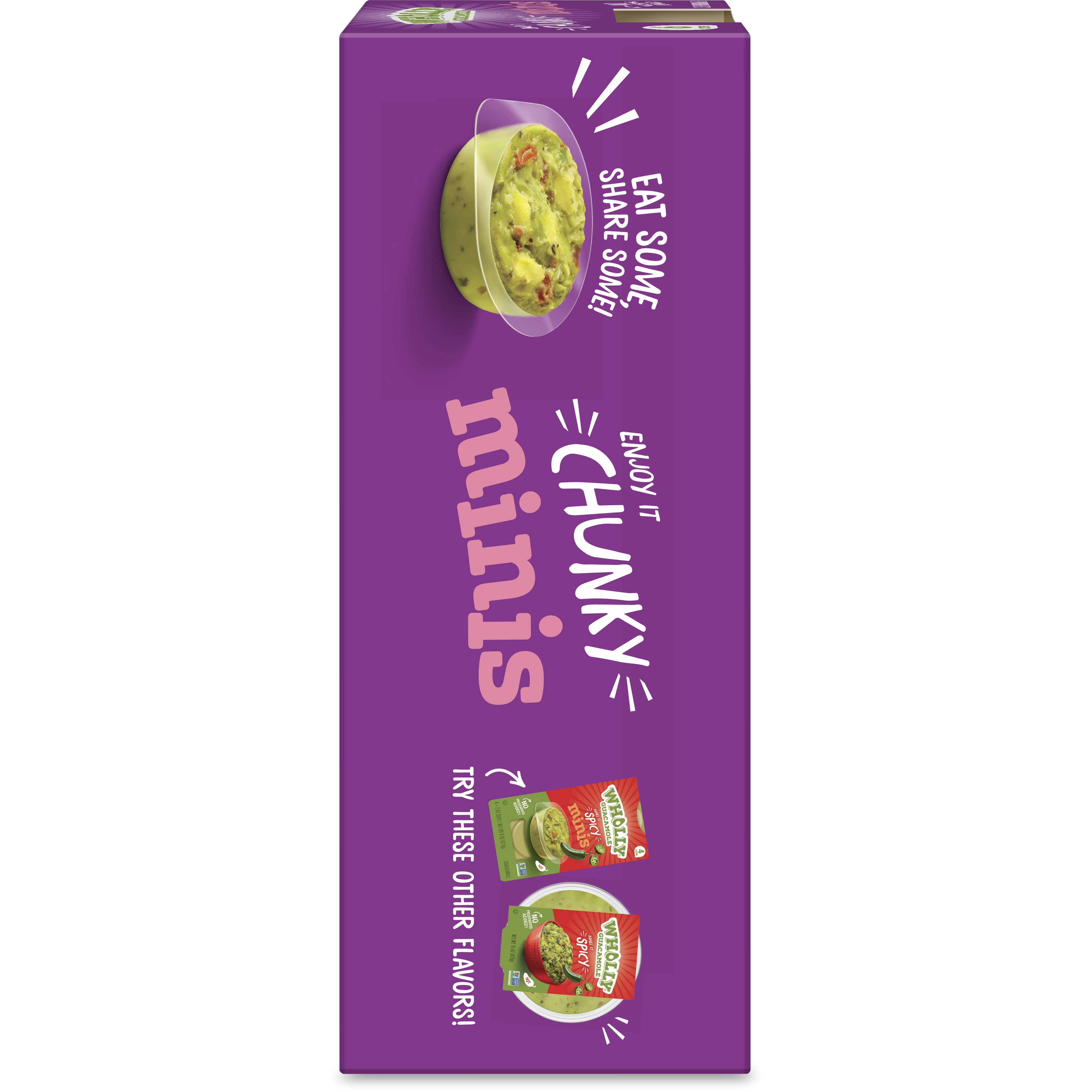 Wholly Guacamole Spicy Homestyle Guacamole Minis, Spread, 2 oz 6 Ct Plastic Cup