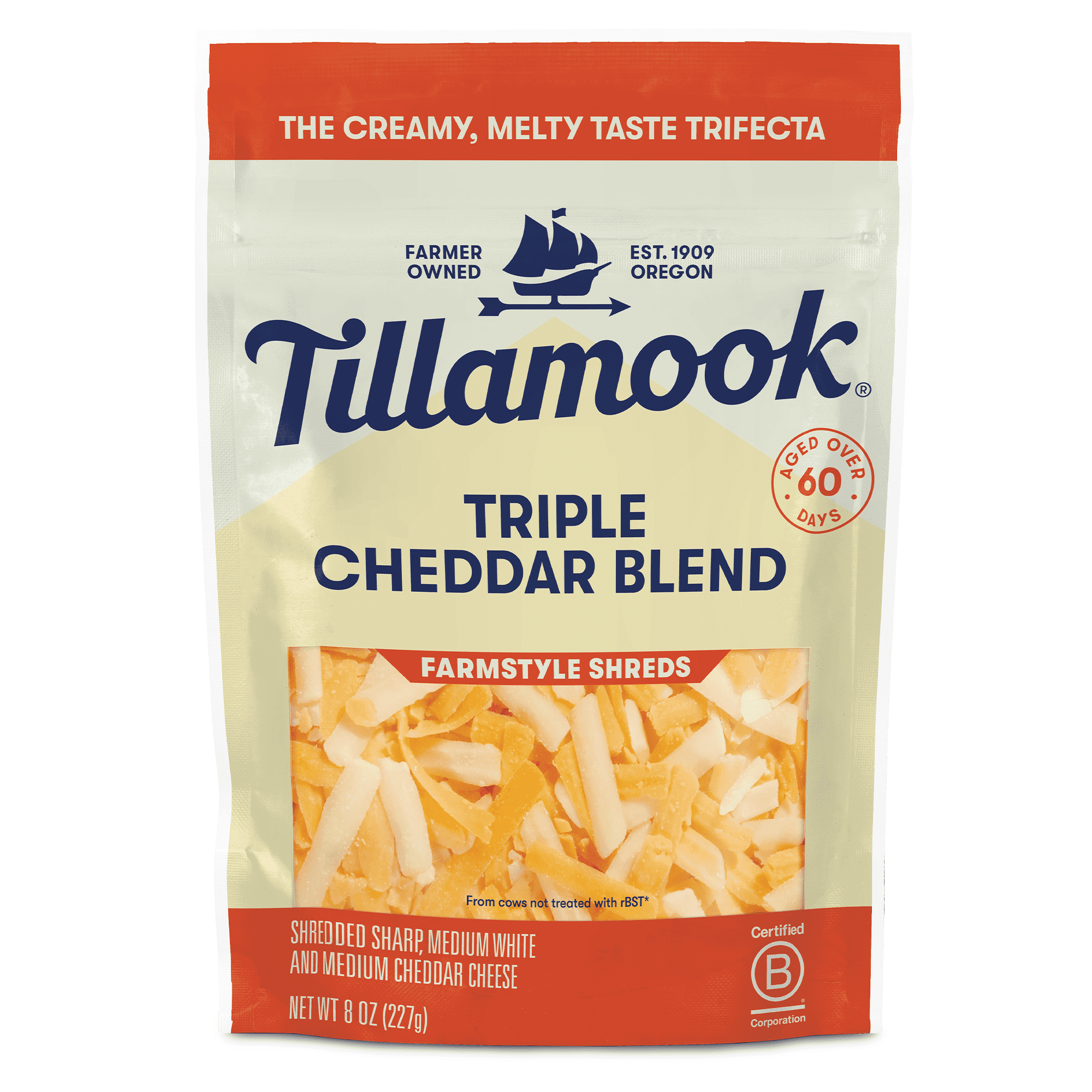 Tillamook Farmstyle Shredded Triple Cheddar Cheese, 8 Oz