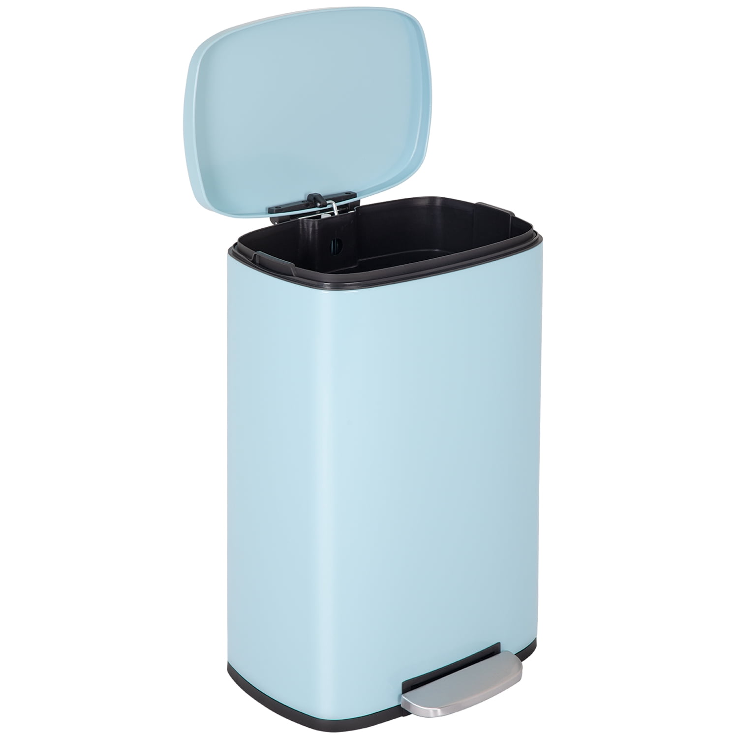 YRLLENSDAN Large Kitchen Trash Can with Lid, 13 Gallon Trash Can with Foot Pedal, Tall Step Trash Can, 13 Gallon Size Stainless Steel Garbage Can for Kitchen Office, Blue