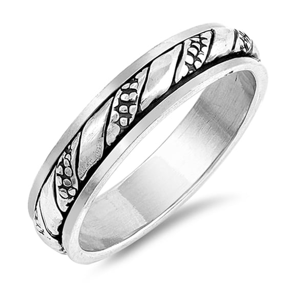 Twist Spinner Bali Knot Boho Bead Ring .925 Sterling Silver Band Jewelry Female Male Unisex Size 11
