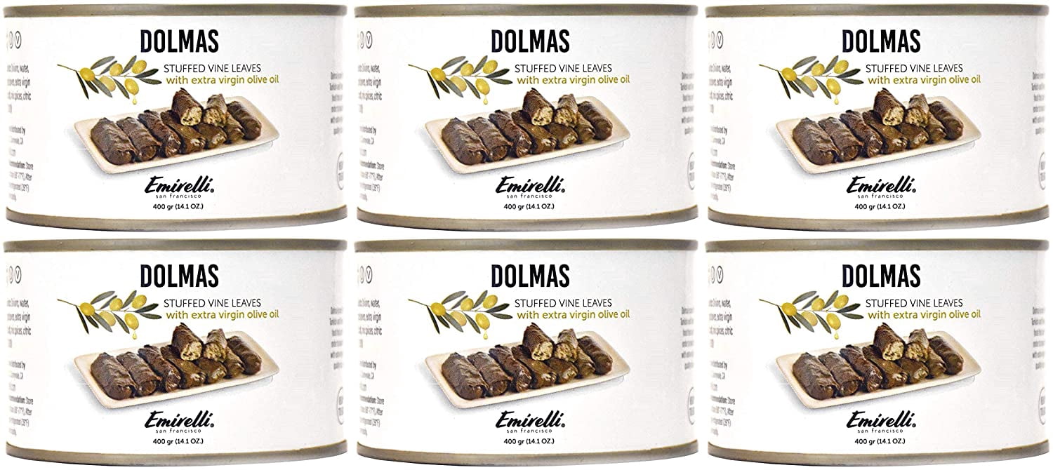 (Pack Of 6) Emirelli Dolmas Vine Leaves Rice Extra Virgin Olive Oil 14.1 Oz