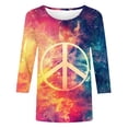 thumbnail image 3 of Women Hippie Shirt Tie Dye Peace Sign Tshirts Hippy Peace Costume Hippie Outfit Tee 3/4 Sleeve Tops Blouses Tee Shirts, 3 of 4