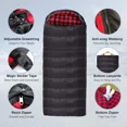 thumbnail image 6 of 0 Degree Sleeping Bag Cotton Flannel Winter Cold Weather for Adults XXL waterproof Sleeping Bag 4 Season Big and Tall with Pillow Compression Sack (Right Zippers）, 6 of 11