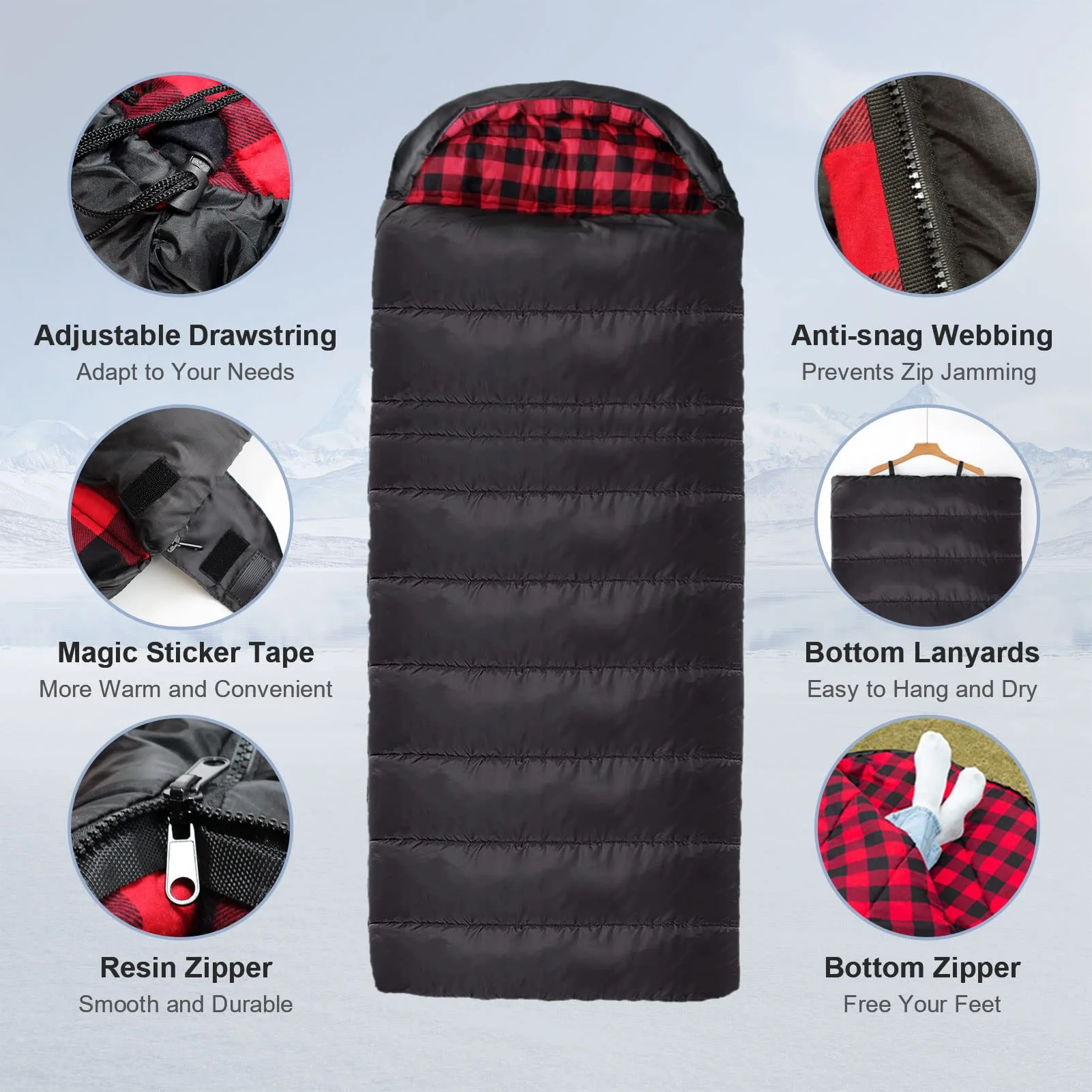Lanthour 0° XXL Winter Sleeping Bag with Pillow and Sack photo 5