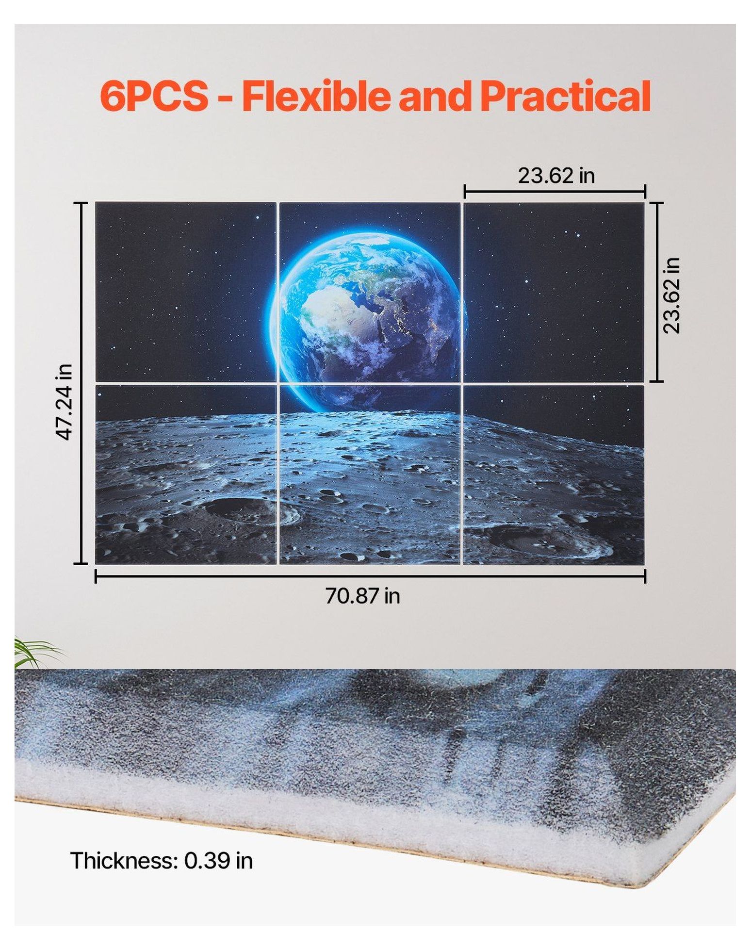 Acoustic Panels 6 Pack, 23.6x23.6 inch Soundproofing Wall Panels Self Adhesive, Home Studio Foam Panels for Noise Reduction, Earth Tone Decor