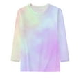 thumbnail image 2 of KBODIU Womens Plus Size T-Shirts Gradient Tie-Dye Print Casual Blouses Tops Oversized 3/4 Sleeve Round Neck Loose Fit Blouses Fall Clothes Basic Pullover, 2 of 3