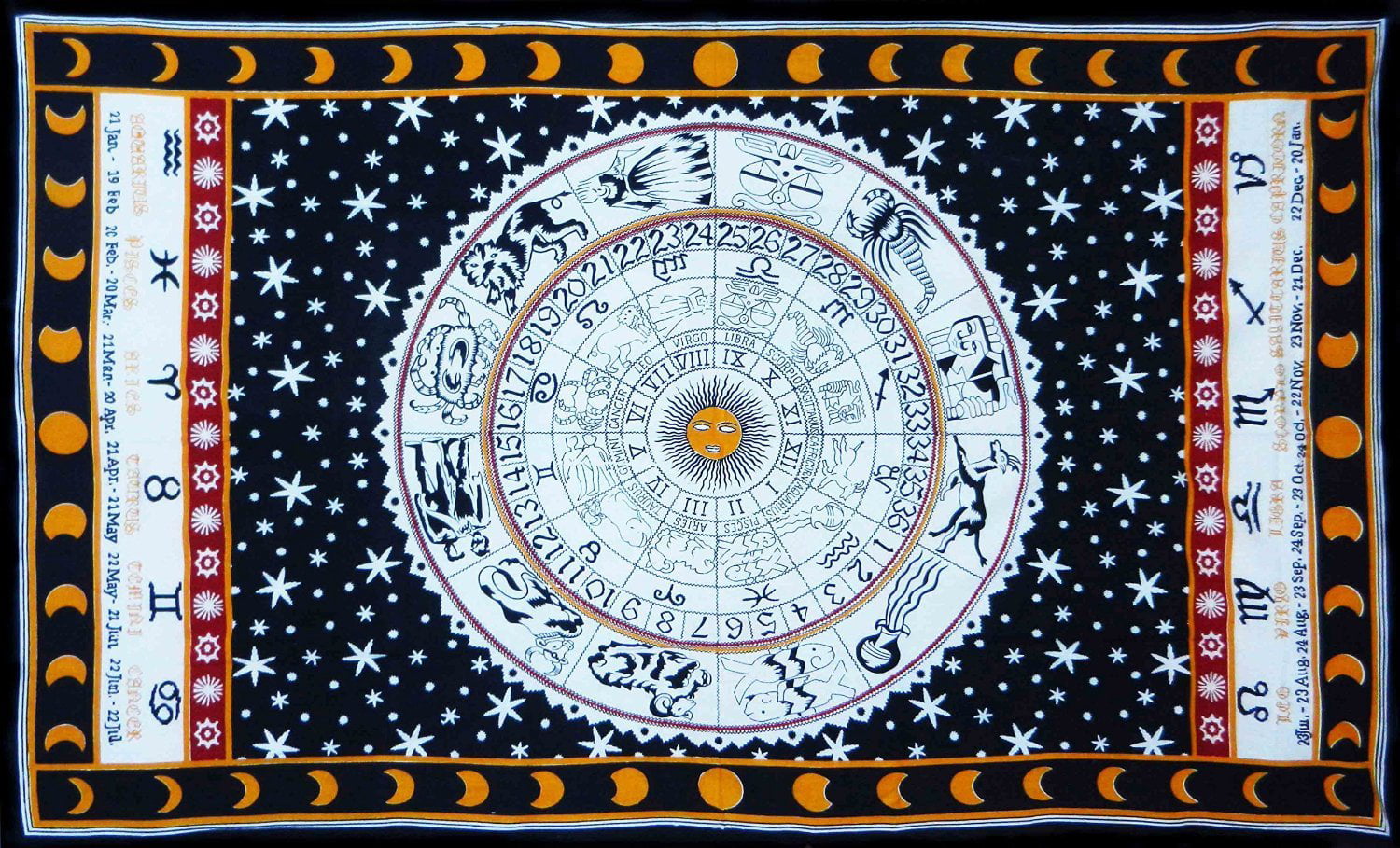Cotton Hippie Astrology Zodiac Bizarre Sign Door Wall Hanging Tapestry Poster 