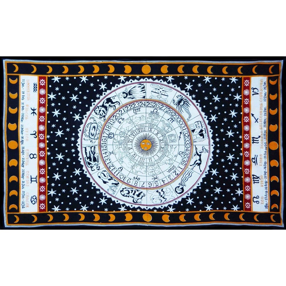 Black and White Zodiac Tapestry Wall hanging Horoscope Tapestry Dorm