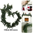 thumbnail image 2 of 5.9ft Artificial Cedar Christmas Garland - Realistic Greenery for Fireplace Mantel, Stair Railing, Doorframe Indoor Outdoor Holiday Decor, 60 leaves, 2 of 9