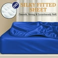 thumbnail image 3 of Amay Satin Silk Fitted Sheet – Twin-XL Size, Royal Blue– Deep Pocket 16 Inch, Lightweight Summer Bedding with Sleek Finish for Modern Bedroom, Guest Room, or Dorm, 3 of 6