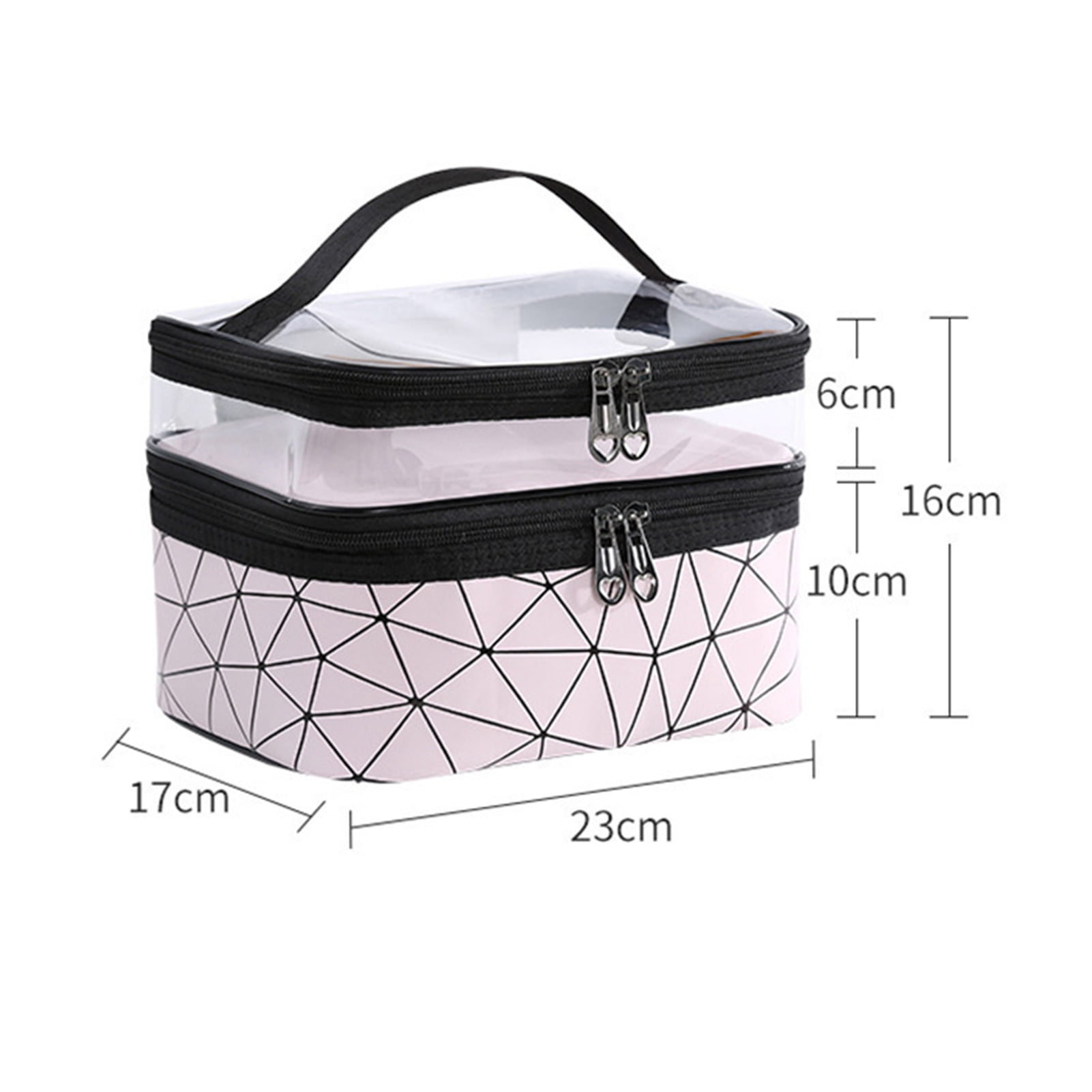  CELEDAS Cosmetic bag - check pattern cosmetic bag - waterproof  portable skincare bag - large capacity cosmetic bag for women - with handle  separator - white - fashion (White) : Beauty & Personal Care