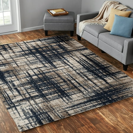 Mainstays 8'x10' Crosshatch Shag Navy Area Rug - Walmart.com - Walmart.com