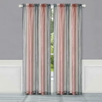 Royal Ombre Crushed Semi Sheer 84 in. Long Curtain Panel Pair - Blush/Silver