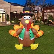 4ft Height Happy Thanksgiving Inflatable LED Lighted Turkey Family Blow up Outdoor Lawn Yard Decoration Christmas