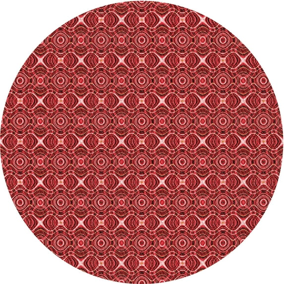 Ahgly Company Indoor Round Patterned Valentine Red Area Rugs, 5' Round