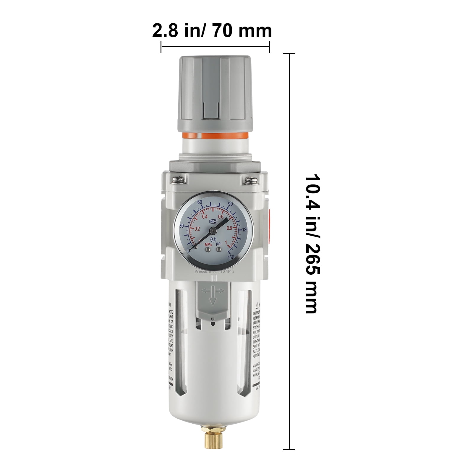 BENTISM Air Compressor Filter Regulator, 1/2" NPT 5μm Air Dryer for Compressor, Single Stage Semi-Auto Air Compressor Water Separator with Brass Filter Element