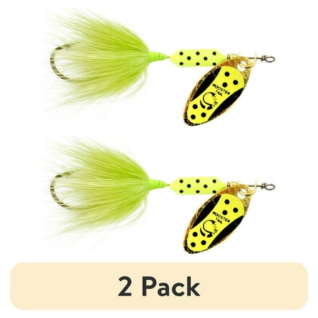 (2 pack) Rooster Tail Inline Spinnerbait Fishing Lure Chartreuse Dalmatian 1/16 oz