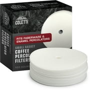 COLETTI Percolator Filters for Enamelware Classic, GSI, & Faberware 3.3'' Baskets - Premium Disc Coffee Filters (Pack of 100)