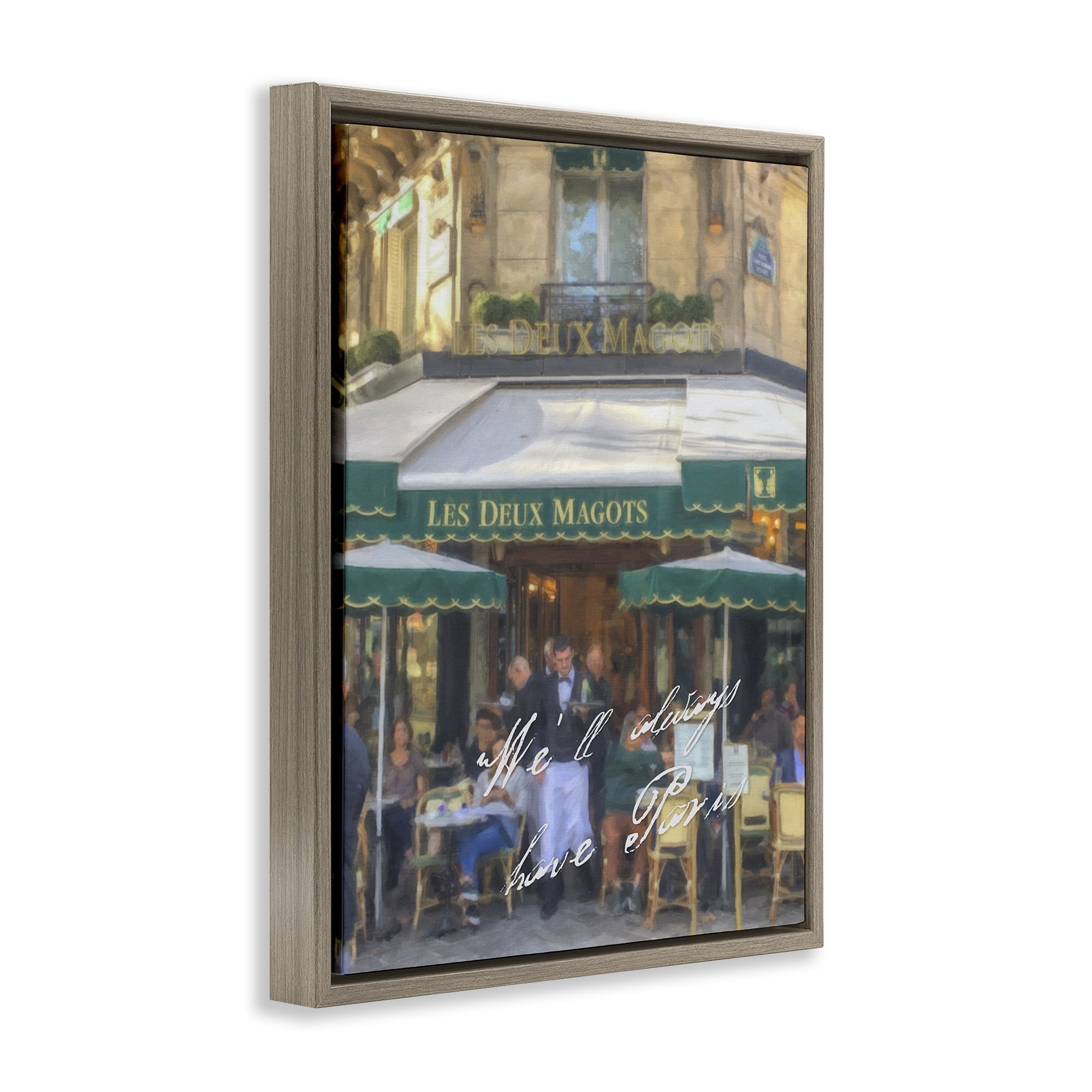 Stupell Industries Always Have Paris Bistro Buildings & Architecture Painting Brown Floater Framed Canvas Art Print Wall Art, 25 x 31
