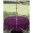 thumbnail image 3 of Outdoor Tablecloth with Umbrella Hole Zipper Purple Burlap Texture Round Tablecloth 60" Waterproof Outside Table Cloth Farmhouse Vintage Purple Patio Table Cover Tablecloths for Picnic Party, 3 of 8