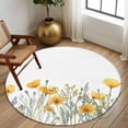 thumbnail image 3 of Yellow Spring Floral Large Area Rugs for Bedroom Living Room, Soft Non Slip Carpet Bedside Rug, Watercolor Summer Botanical Round Floor Cover Kitchen Accent Rug 7' for Dining Room/Office, 3 of 9