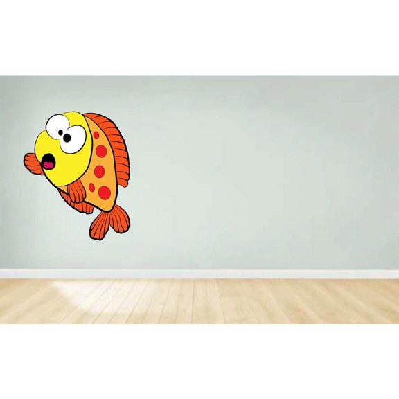 GoldFish Cheerful Happy Cartoon Character Wall Art Sticker Vinyl Decals Girls Boys Children Baby Bedroom House School Wall Decor Removable Sticker Peel and Stick Size (10x8 inch)