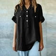 thumbnail image 6 of Women's Short Sleeve T-shirt Women'S Elegant Stand Collar Shirt - Mandarin Neck Top,Black Women's Short sleeve T-shirt 4XL, 6 of 7