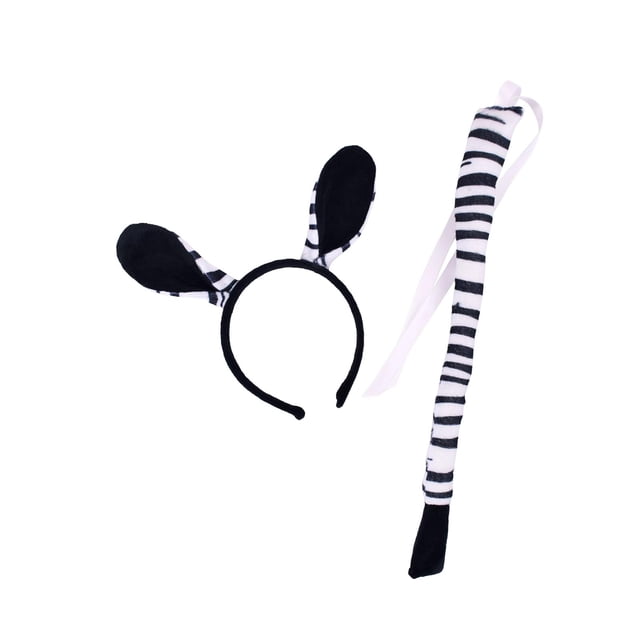Juego de orejas y cola de cebra, aro para el pelo, juego de roles, diadema de animales para fiesta temática, regalos de cumpleaños, baile de máscaras Yuyangstore Cola de disfraz