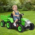 thumbnail image 3 of Costway 12V Kids Ride On Tractor with Trailer Ground Loader w/Remote Control &LED Lights, 3 of 9