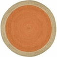 thumbnail image 2 of Avgari Creation Handmade Natural Jute Rug Round Area Rug Rug for Home Decor (7 Feet Round (84x84 Inches), Orange + Beige Border), 2 of 4