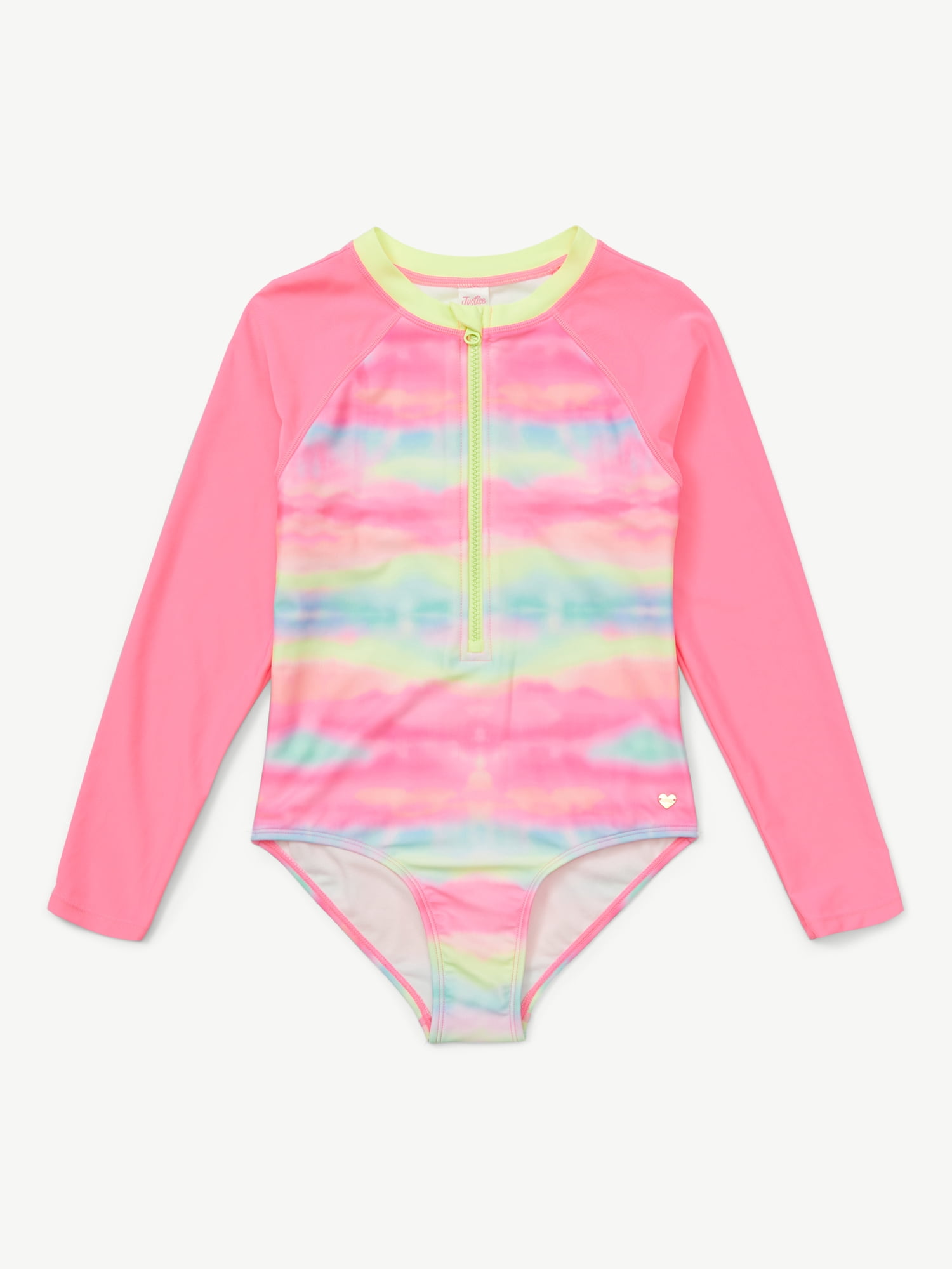 Justice Girls Long Sleeve Surf Zip Swimsuit, sizes XS-XL