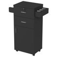 thumbnail image 3 of ADVWIN Salon Station for Hair Stylist, Beauty Salon Storage Trolley Cart, 3 Hair Dryer Holders & Locking Drawer & Storage Cabinet & Towel Rack, Salon Organizer Barber Stations Spa, Black, 3 of 8