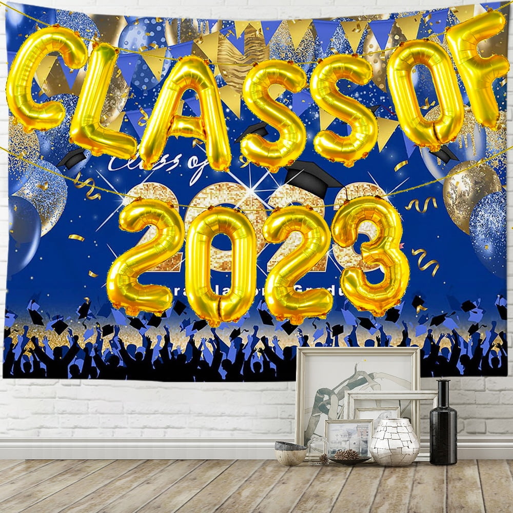 Class of 2023 Party Backdrop with 2023 Balloons Graduation Bokeh Sequin ...