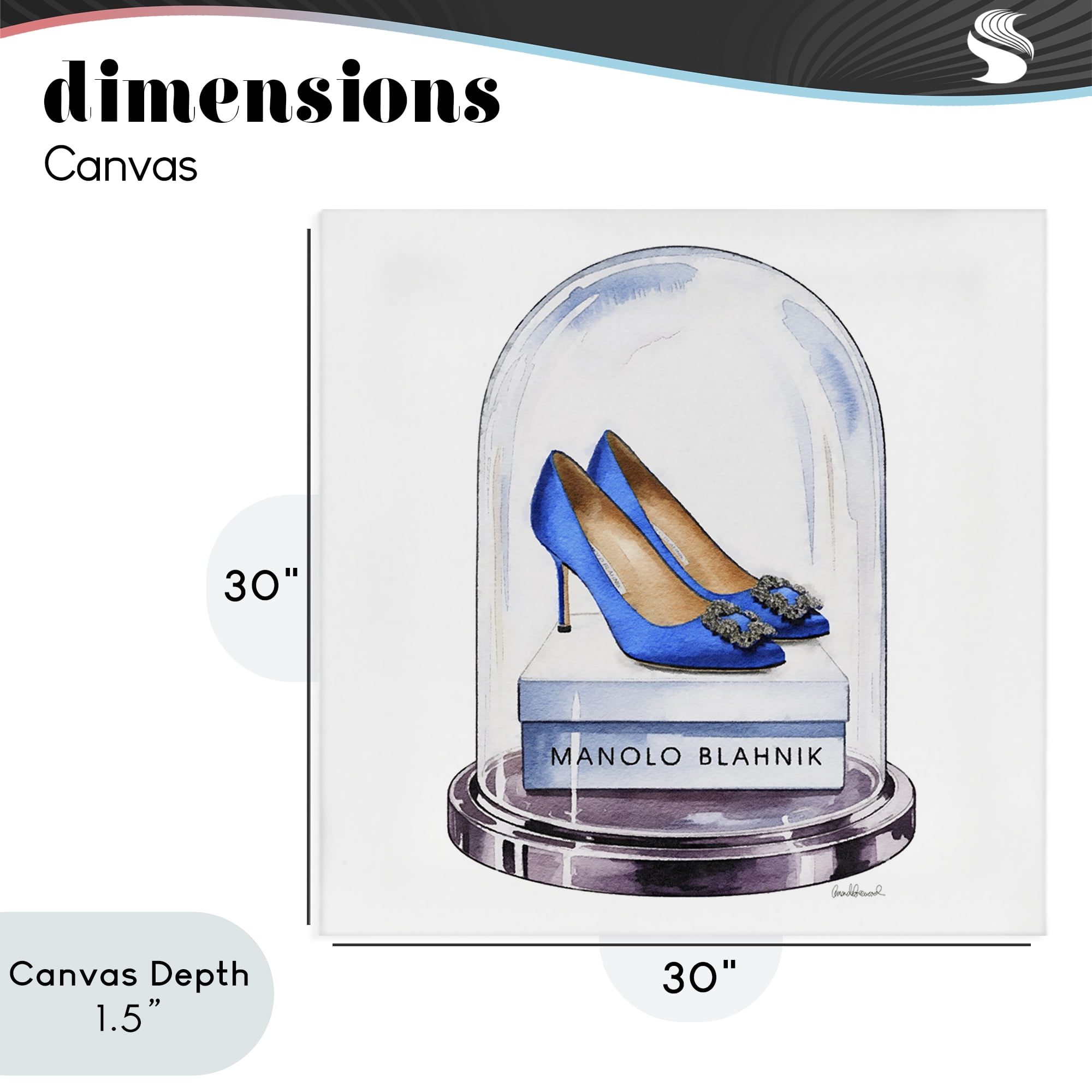 Stupell Industries Blue Heels in Bell Jar Canvas Wall Art, design by Amanda Greenwood