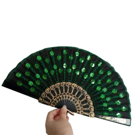 

mnjin spanish lace silk folding hand held dance fan flower pattern for party wedding j