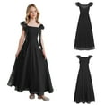 thumbnail image 5 of inhzoy Chiffon Jr Bridesmaid Dresses Square Neck Flower Girl Dress for Wedding A Line Girls Formal Dress Black 10, 5 of 7