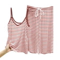thumbnail image 7 of Pajamas Dqueduo Women's Striped Camisole & Drawstring Shorts Loungewear Set – V-Neck Sleepwear, 7 of 7