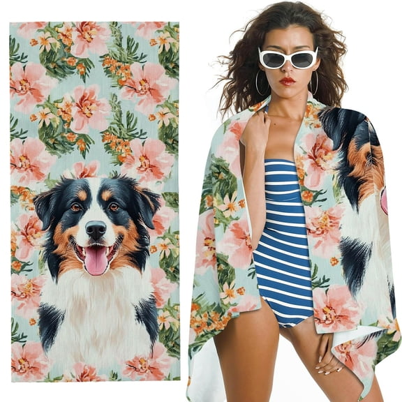 Qinduosi Cute Gifts Beach Towel - Puppy Cute Animal Dog Pool Towels Microfiber Water Travel Towels 60x30 Inches for Bathroom Kitchen Gym, Gifts for Dog Lovers 30x60in