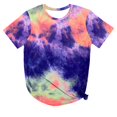 thumbnail image 1 of CHOK Hauts d'Été pour Femmes, T-Shirt Imprimé Teinture sur Nœuds à Col Rond et Manches Courtes, Tunique Décontractée pour Vacances, 1 of 5
