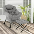 thumbnail image 2 of Costway Fauteuil de Repos Fauteuil d'Appoint de Détente avec Repose-Pieds Pliant et Pochette de Rangement Gris, 2 of 10