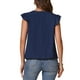 thumbnail image 3 of INSPIRE CHIC Blusas de manga corta con volantes para mujeres, elegantes, de cuello en V, verano, color azul oscuro, talla S, 3 of 5